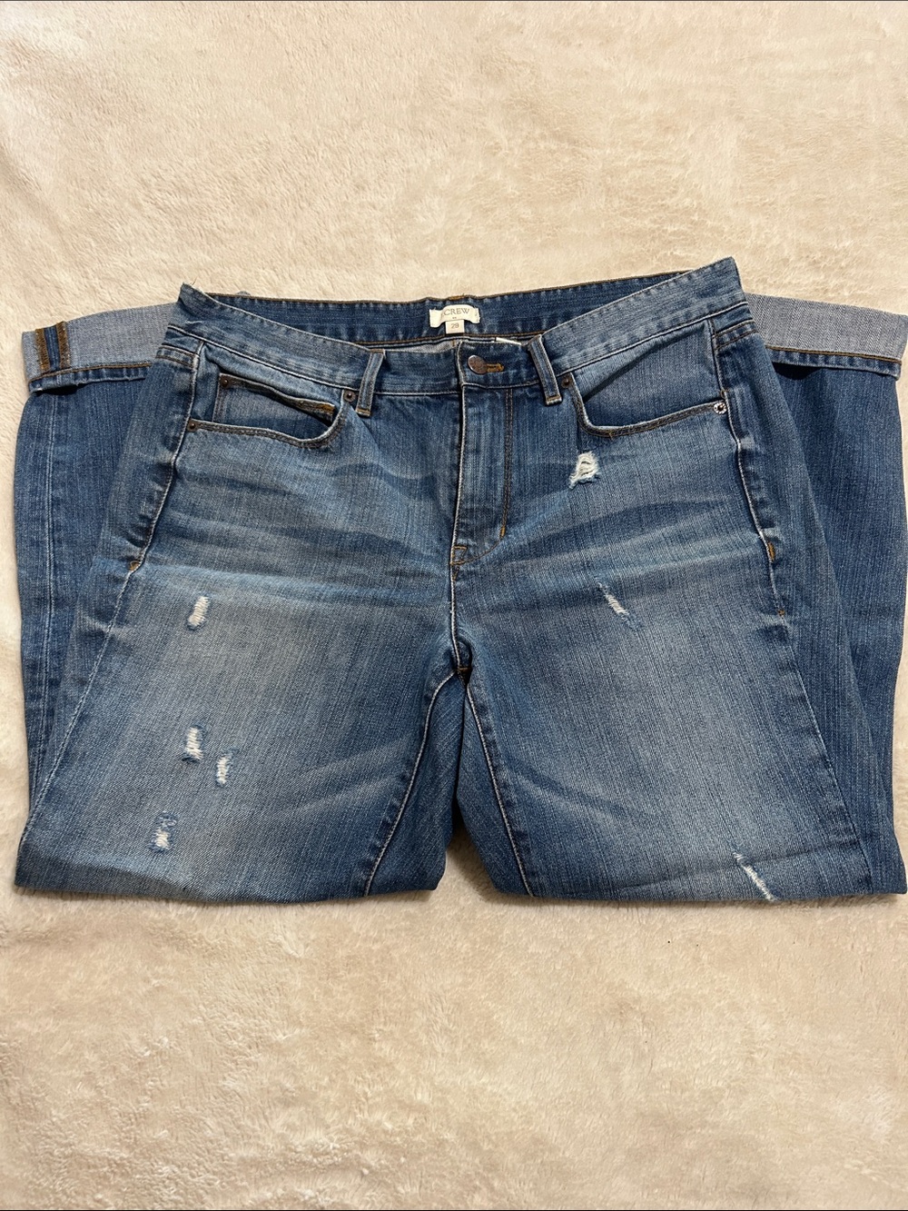 J. Crew Medium Blue Distressed Denim Jeans